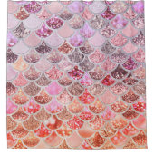 Trendy Pink Ombre Glitzer Meerjungfrau Fischskala Duschvorhang (Vorderseite)