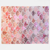Trendy Pink Ombre Glitzer Meerjungfrau Fischskala Fleecedecke (Vorderseite (Horizontal))