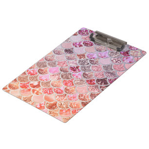 Trendy Pink Ombre Glitzer Meerjungfrau Fischskala Klemmbrett