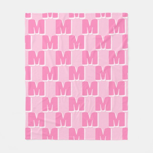 Trendy Pink Personalisiert Initial Fleecedecke (Vorderseite)