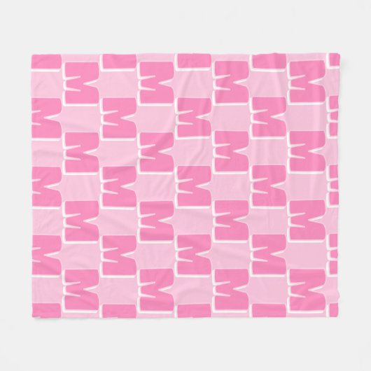 Trendy Pink Personalisiert Initial Fleecedecke (Vorderseite (Horizontal))