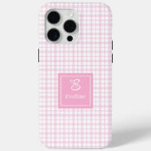 Trendy Pink Plaid iPhone Case Clear Monogram Gift (Rückseite)