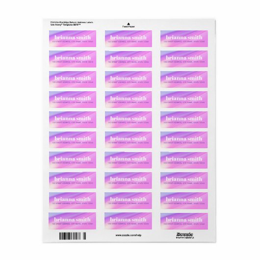Trendy pink purple pastel gradient return address (Vorne)