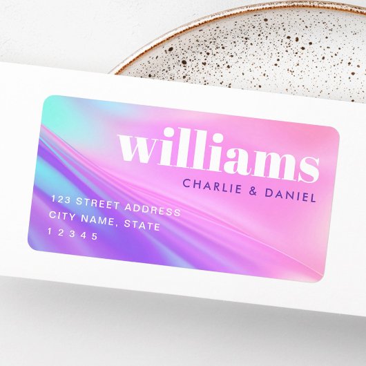 Trendy pink purple pastel gradient return address adressaufkleber