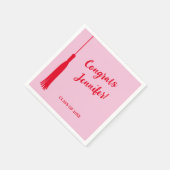 Trendy Pink & Red 2024 Grad Tassel Abschluss Serviette (Ecke)