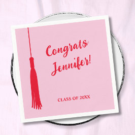 Trendy Pink & Red 2024 Grad Tassel Abschluss Serviette