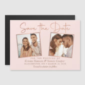 Trendy Pink Rose Gold 2 Foto Speichern Sie das Dat Magnetkarte (Vorne/Hinten)