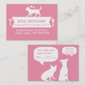Trendy Pink Silhouette Hund Groomer Ernennung Terminkarte (Vorne/Hinten)