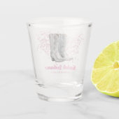 Trendy Pink Silver Cowboy Boots Bachelorette Party Schnapsglas (Rückseite)