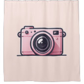Trendy Pink Snapshot Fotokamera Fotografie Duschvorhang (Vorderseite)