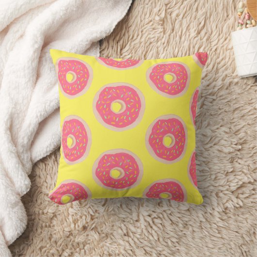 Trendy Pink Sprinkles Donuts Pattern Fun Kissen (Decke)