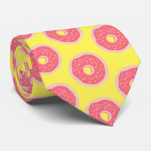 Trendy Pink Sprinkles Donuts Pattern Fun Krawatte (Gerollt)