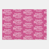 Trendy Pink Stripe Foto Collage Happy Birthday Geschenkpapier Set (Vorderseite 3)