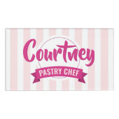 Trendy Pink Stripes Cake Baker Pastry Chef Namenschild (Vorderseite)