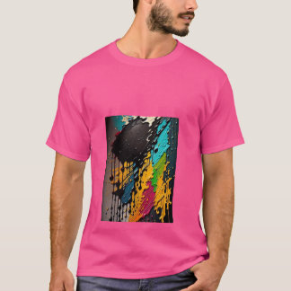 Trendy Pink T-Shirt for Men with Artistic Design"