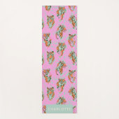 Trendy Pink Tiger Jungle Retro Personalized Name Yogamatte (Vorderseite)