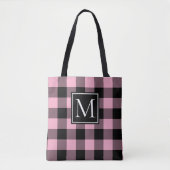 Trendy Pink und Black Buffalo Kariert Monogram Tasche (Vorderseite)