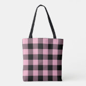 Trendy Pink und Black Buffalo Kariert Monogram Tasche (Rückseite)