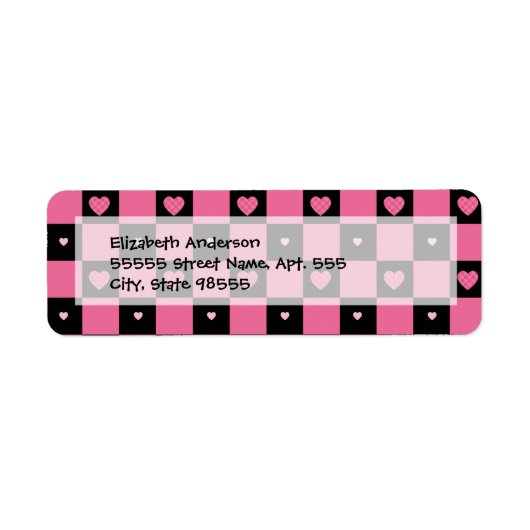 Trendy Pink und Black Checkered Hearts (Vorne)