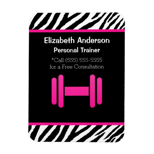 Trendy Pink und Black Dumbell Personal Trainer Magnet (Vertikal)