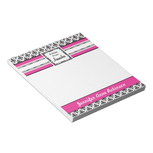 Trendy Pink und Black Girl's Personalisiertes Note Notizblock (angewinkelt)