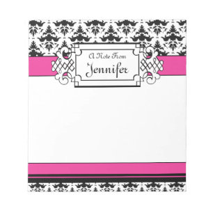 Trendy Pink und Black Girl's Personalisiertes Note Notizblock