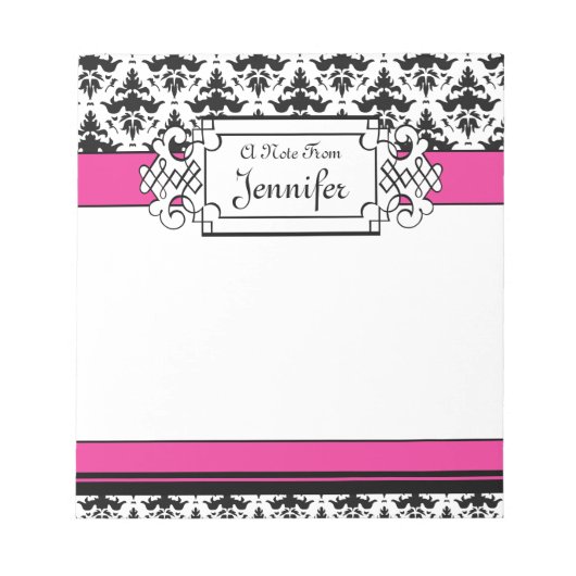 Trendy Pink und Black Girl's Personalisiertes Note Notizblock (Vorderseite)