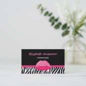 Trendy Pink und Black Zebra Kosmetologe Lips Visitenkarte (Stehend Vorderseite)