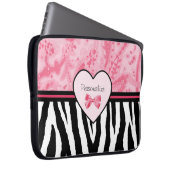 Trendy Pink und Black Zebra Muster Bow und Name Laptopschutzhülle (Vorne Rechts)