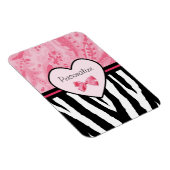 Trendy Pink und Black Zebra Muster Bow und Name Magnet (Rechte Seite)