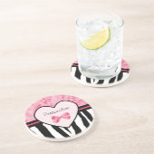 Trendy Pink und Black Zebra Muster Bow und Name Sandstein Untersetzer (Seite)