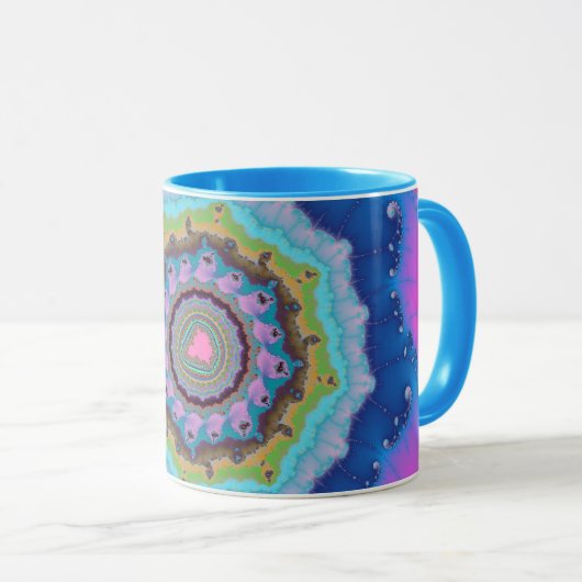 Trendy Pink und Blue Fraktal Tasse (VorderseiteRechts)