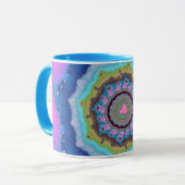 Trendy Pink und Blue Fraktal Tasse (Vorderseite Links)