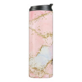 Trendy Pink und Gold Glitzer Agate Thermosbecher (Nach links gedreht)