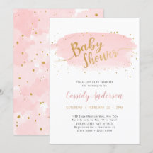 Trendy Pink und Gold Watercolor Baby Dusche