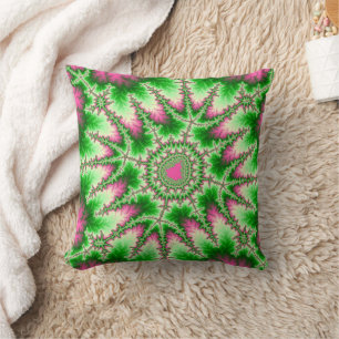 Trendy Pink und Green Fraktal Kissen