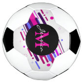 Trendy Pink und Lila geometrische Linien Monogramm Fußball (Gedreht)
