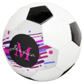 Trendy Pink und Lila geometrische Linien Monogramm Fußball (Dreiviertel)