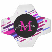 Trendy Pink und Lila geometrische Linien Monogramm Fußball (Flach)