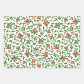 Trendy Pink und Red Christmas Holly Pattern Geschenkpapier Set (Vorderseite)