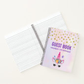 Trendy Pink Unicorn Confetti & Blume Gästebuch Notizblock (Innenseite)