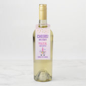 Trendy Pink Unicorn Confetti & Blume Kinderdusche Flaschenanhänger (Auf Flasche)