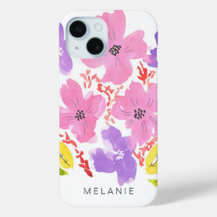 Trendy Pink Watercolor Floral iPhone 15 Case-Mate iPhone Hülle