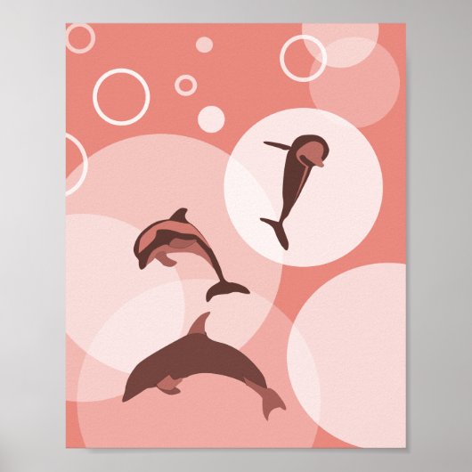 Trendy Pink Wave Jumping Dolphins Poster (Vorne)