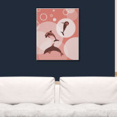 Trendy Pink Wave Jumping Dolphins Poster