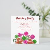 Trendy pink Weihnachtsgingerbrot Einladung (Stehend Vorderseite)