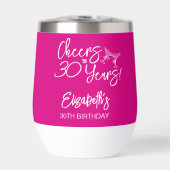 Trendy Pink Whimsical Hand Drawn 30. Geburtstag (Vorderseite)