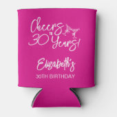 Trendy Pink Whimsical Hand Drawn 30. Geburtstag Dosenkühler (Vorderseite)