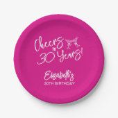 Trendy Pink Whimsical Hand Drawn 30. Geburtstag Pappteller (Vorderseite)