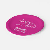Trendy Pink Whimsical Hand Drawn 30. Geburtstag Pappteller (Schrägansicht)